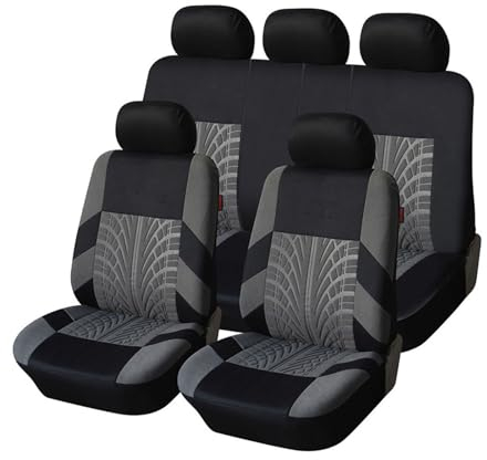 Auto Sitzbezüge FüR V-W Taigo/Taigo R-Line SUV Crossover, 9 Stück rutschfest Sitzschoner Verschleißfester Auto Innenraum Zubehör, F/Grey