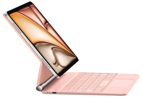 HOU Magic-Keyboard für iPad Air 5 Hülle mit Tastatur(Air 11 Zoll & Air 4),für iPad Pro 11 Hülle mit Tastatur (4./3./2./1st),7 Farben Hintergrundbeleuchtung,Multifunktionales Touchpad,QWERTZ,Rosa