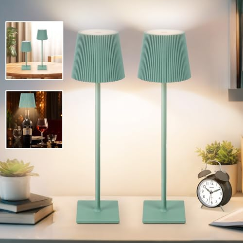 INHDBOX 2 Stück LED Tischlampe Kabellos, 3 in 1 6000mAh Nachttischlampe Touch Dimmbar 3 Farbtemperatur, IP54 Tischlampe Outdoor Akku Tischleuchte Höhenverstellbar Flaschenlampe Lumelia Flaschenlampe