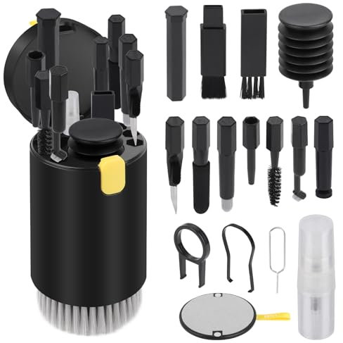 MXTIMWAN 20 in 1 Kit Pulizia PC,Portatile Kit di Pennello Pulizia Tastiera PC,Set Di Pulizia Delle Cuffie Con Obiettivo A Pennello,kit Pulizia per Iphone,Airpods,Fotocamera,Smartphone,Bianco