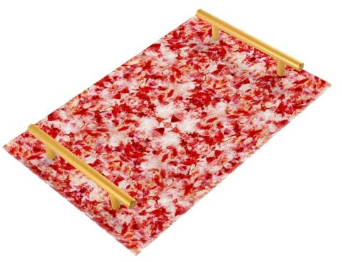 Marble Abstract Red Beautiful Decorative Trays Make Up Tray Bathroom Vanity Organizer for Bathroom