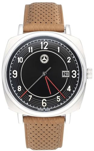 Generisch Original Herren Armbanduhr Classic Pagode kompatibel Mercedes-Benz Uhr Edelstahl/Klabsleder Schwarz/Silber/Cognacbraun 40,5mm