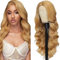 Salharer Echthaar Perücke für Damen - Body Wave Human Hair Wig 13x6 Lace Front Wig - 100% Brasilianisches Perücken Echthaar mit Babyhaar - Any Part Honey Blonde Color - 24 Inch