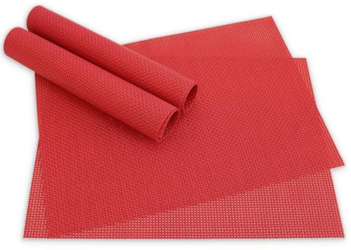 Moderne Tischsets in Rot im 4er Set - Abwaschbare Platzsets als rechteckige Tischuntersetzer - Gewebtes Platzdeckchen als Tischunterlage für Esstisch Wohnzimmer Tisch-Deko