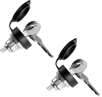 2 Pack Truck Tool Box Lock Replacement with Dust Cover, Tool Box Locks with Two Keys, Keyed Alike, 5/8” Lock Cylinder for Truck Trailer Folding T Handle Latch