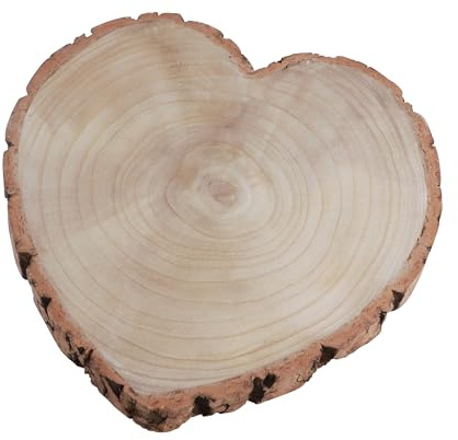 Chaks - Holz Herz Tischdeko mit Rinde, 30x30x3cm, natürliche Dekoration für Hochzeit, Valentinstag und DIY Projekte, Natur Braun