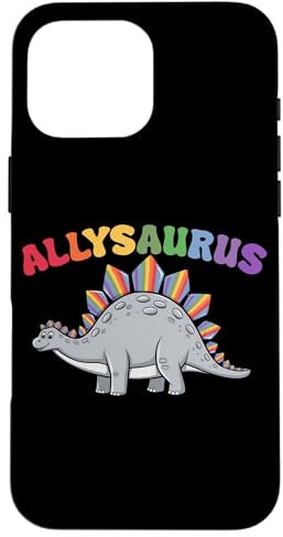 Pinchos con forma de bandera del orgullo gay de Allysaurus Cute Stegosaurus Ally Carcasa para iPhone 16 Pro Max