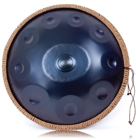 LOMUTY Handpan, Steeldrum, Handtrommel Musikinstrumente, Blau | 432HZ 19 Zoll 48cm 10 Töne D Moll Hand Pan, Handpan Drum für Meditation und Yoga, Hand Drum mit Tragtasche und Ständer