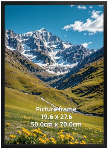 Ditwis Bilderrahmen 50x70 Schwarz, Aluminium Fotorahmen Groß für 70x50 cm Poster, Fotos, Kunstwerke und Puzzles, Metall Posterrahmen zum Aufhängen, Rahmen für Wohnungen, Büros und Galerien