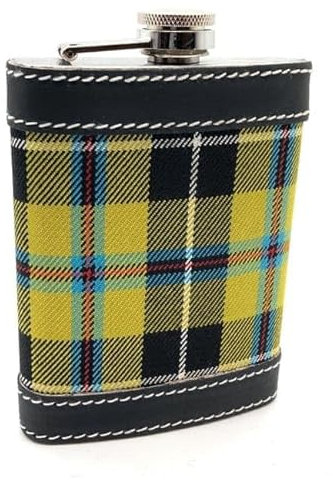 Stainless Steel 8oz Tartan Hip Flask (Cornish National)