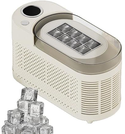 Yokqexz Machine À Glaçons Portable De Comptoir – 8 Glaçons en 10 Minutes, Mini Machine À Glaçons Compacte for La Maison, Le Camping Et La Voiture avec Adaptateur CC 12 V