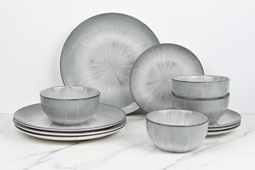 12PC Grey Star Reactive Glaze Dinner Set