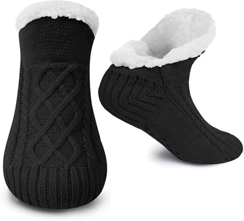Lykofudi Rutschfeste Hausschuhe Socken für Damen Herren - Warme Winter Anti-Rutsch Stoppersocken mit Plüsch-Futter, Kuschelig & Dick - Ideal als geschenk