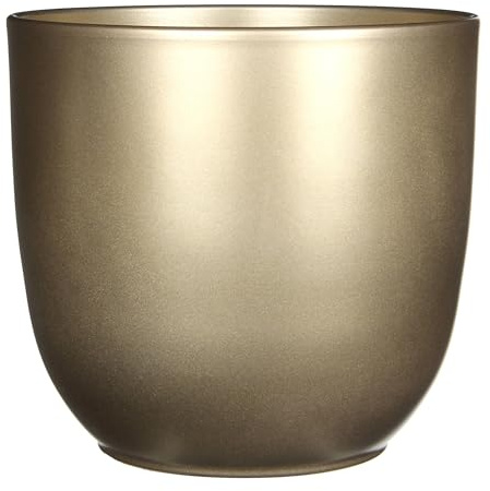 Annastore Blumenübertopf aus Keramik (Vintage-Gold, H 20 cm - Ø 22,5 cm) | Übertopf - Blumentopf - Übertöpfe - Blumentöpfe