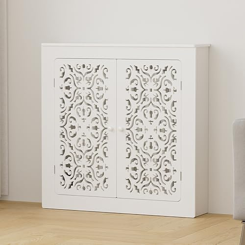 Radiator Cover - Modern Grill Shelf Cabinet with 2 Doors, Protective Heating Cabinet for Living Room and Office