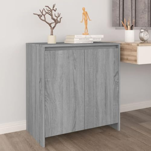 Bucmath Sideboard Grau Sonoma 70x41x75 cm, Holzwerkstoff, robuster Aufbewahrungsschrank mit 2 Türen, ideal für Bücher, Multimedia, Pflanzen, vielseitiger Buffet-Schrank
