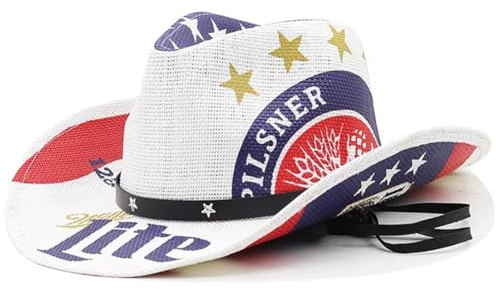 Ericetion Vintage American Flag Cowboy Hat Straw Western Cowgirl Hat for Men Women Independence Day Classic Western Hat