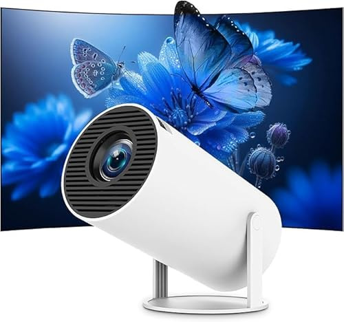 Optivue HY300 Pro Mini Beamer, 1080p Support 4K Decoding Projektor mit WLAN & Bluetooth, Tragbarer Heimkino Beamer, HDMI USB, Weiß