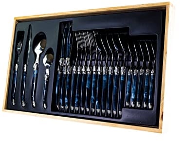Laguiole 7214BIS - Cubertería, 24 piezas de acero inoxidable, Azul