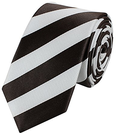 Fabio Farini - Gestreifte Herren Krawatten in 6cm/8cm Breite - Schmale und Klassische Schlipse weiß braun 8cm