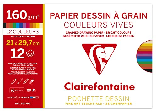 Clairefontaine 96779C 12 Bogen Zeichenpapier Etival Color A4 160g sortiert