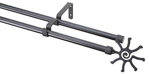 Gardinenstangen Set Sonne 2-läufig Metall schwarz, Ø 16mm, 400 cm