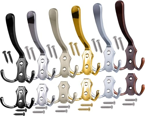 Stahlia Garderobenhaken CHROM-MATT (5 Stück) Haken zum Schrauben vintage Kleiderhaken Garderobe KURZ Haken für Garderobe Metallhaken