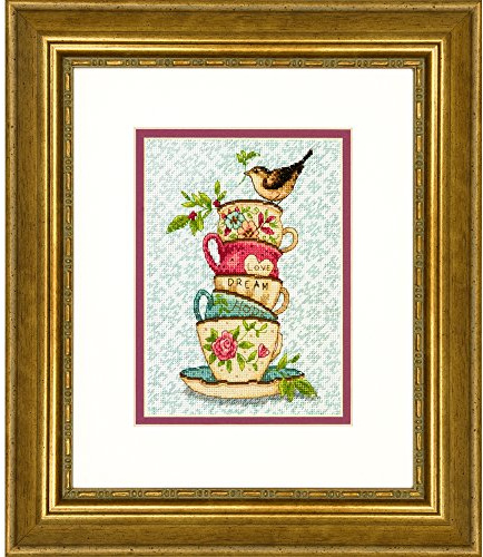 Dimensions Gold Colelction:Stacked Tea Cups, Aida, Multicoloured, 19.5 x 13.8 x 1.8 cm