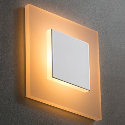 meerkatsysteme SET LED Treppenbeleuchtung Premium SunLED Pyramid Small 230V 1W Echtes Plexi-Glas Treppenlicht mit Unterputzdose Beleuchtung Wandeinbauleuchte (ALU: Weiß; LICHT: Warmweiß, 5 Stück)