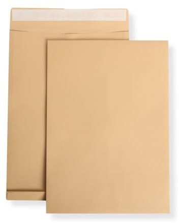 50 St. DIN B4 Faltenversandtaschen braun Stehboden und 20 mm Falte 130 gr. Kuvert 250x353x20 mm Haftklebend Briefumschläge HK Briefhüllen