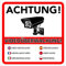 2 Stück Achtung Videoüberwachung Premium Aufkleber – Schild – Sticker |Hinweisschild – Warnschild für mit Kamera videoüberwachtes Objekt – Haus – Gelände | kratz- wetterfest 10 x 10 cm