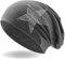 Hatstar Strass Stern Damen Beanie Mütze | elastisches Slouch Long Beanie | Mädchen Mütze | mit edler Strass Applikation | leicht und weich (dunkelgrau)