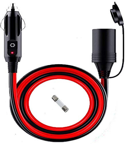 Sucre Auxiliary 12-24V 15A Heavy Duty Power Motorcycle Car Cigarette Lighter Socket Plug Extension 1 Meter 3.3 ft (1 M Extension)