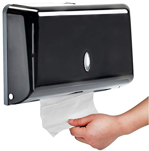 Papierhandtuchspender, kommerzielle Papierhandtuchspender für Badezimmer, Küche, Wandmontage, Papierhandtuchhalter, C-Falzung/Multifalzung, Papierhandtuchspender (schwarz)