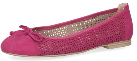 CAPRICE Women Ballet Flats Leather with Perforated Pattern, Purple (Fuchsia Suede), 5 UK