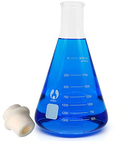 Glass Flask Erlenmeyer Flask Set Narrow Mouth 2000ml Graduated Flasks