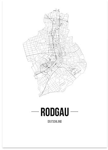 JUNIWORDS Stadtposter - Wähle Deine Stadt - Rodgau - 40 x 60 cm Poster - Schrift B - Weiß
