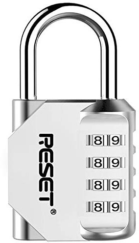 RESET-060 4-stelliges Zahlenschloss, geeignet für Turnhallen, Schulen, Spinde, Torfallen, Zäune, Werkzeugkästen, Hochsicherheit, Silber, 1 Packung