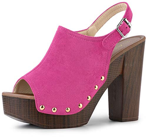 Allegra K Damen-Sandalen mit offenem Zehenbereich, Slingback, Plateau