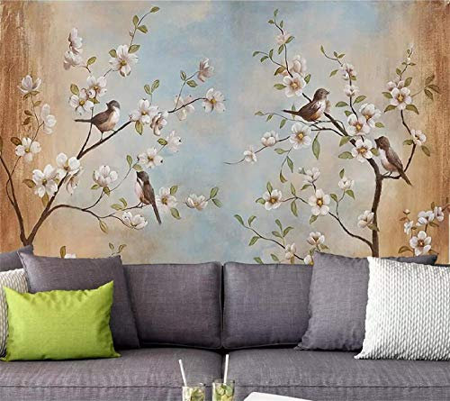 Papier Peint Photo Personnalisé 3D Peintures Murales Fleur Oiseau Pêche Peinture À L'Huile Salon Chambre Fond Papier Peint Pour Murs 3 D,400(W)*280(H)Cm