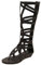 Jamron Damen Knie Hoch Römische Gladiator Sandalen Nieten Besetzt Riemchensandalen Reißverschluss Zehensandalen Schwarz SN602C027 EU41