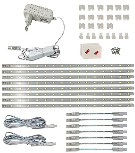 4VWIN LED Unterbauleuchte geeignete Lampe für die Küche, hinter Möbel, im Werkraum (6500K(kaltweiß), 8-SET)