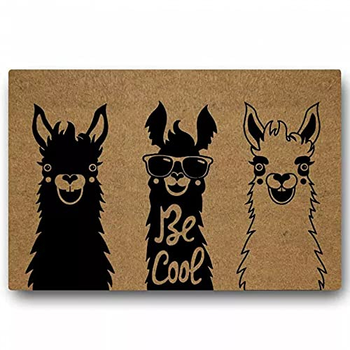 RQJOPE 3D gedruckte Fußmatte Badematte Teppich Lustige Fußmatte Eingangstürmatte Bodenmatte Alpaka Cool Lama Standard Outdoor Willkommensmatte Indoor Dekoratives Badezimmer und Offi Geschenk-50x80cm