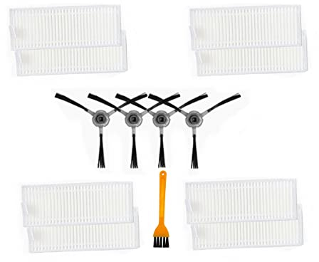 BLUELIRR Kit di accessori di ricambio per robot aspirapolvere Lefant F1, 8 filtri HEPA + 4 spazzole laterali (1 spazzola di pulizia)
