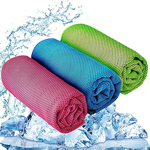 YQXCC Kühlendes Handtuch 3 Stück 120x30 cm Mikrofaser Handtuch für sofortige Kühlung Entlastung, kühles kaltes Handtuch für Yoga,Golf,Reisen,Sport,Camping,Fußball&Outdoor-Sport