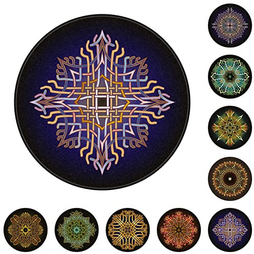 GZQIAWY Runder Teppich, Mandala, Boho, Überwurf, Kreisteppich, rutschfest, runder Teppich, weicher Bodenteppich für Wohnzimmer, Schlafzimmer, Kinderzimmer 80 x 80 cm