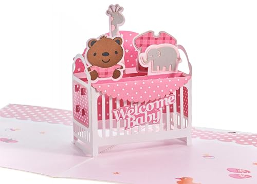 Magic Moments® Kleine Prinzessin Pop Up Karte - Schöne 3D Karte 15x20cm mit Umschlag - Geburtskarte für Baby Mädchen - Geldgeschenk zur Geburt der Tochter - Glückwunsch zum Mädchen- Babykarte