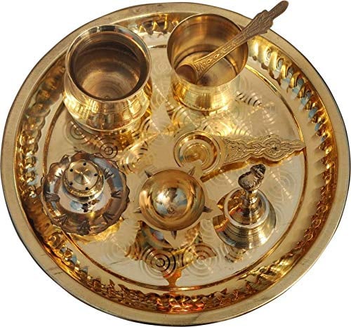 Traditional Handcrafted Brass Pooja Thali/Aarti Bartan Plate by Indian Collectible