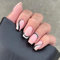 Faux ongles de longueur moyenne Faux ongles noirs et blancs Faux ongles brillants vagues Faux ongles roses Faux-ongles de couverture Faux ongles artificiels pour femmes filles 24 Pièces
