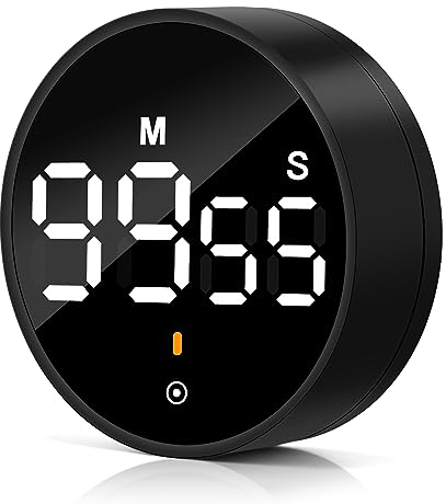 NAKIYO, Stopwatch, Magnetic Visual Shower, Digital Kitchen Breakfast, Toothbrush Timers with Large Screen Display, Kids Teachers, Classroom Bathroom-Black, M